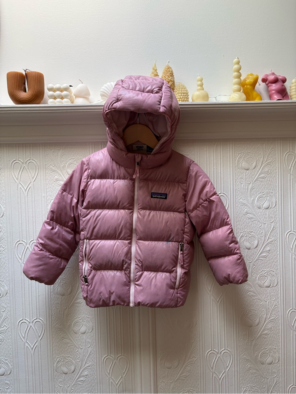 Patagonia Kids Pink Hooded Puffer Jacket